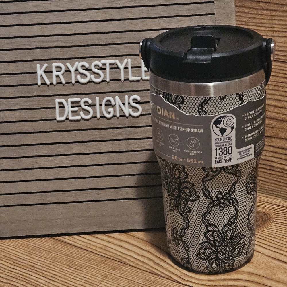 HydraGear Meridian Stainless Steel Tumbler with Straw 20oz Lace